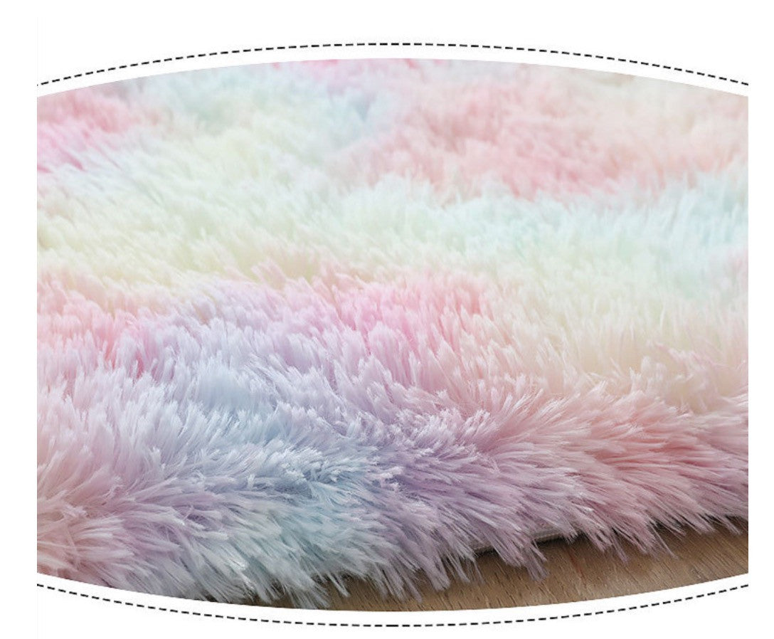 Tappeto peloso tondo multicolor