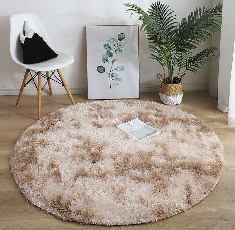 Tappeto peloso tondo multicolor