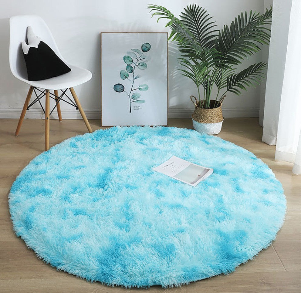 Tappeto peloso tondo multicolor