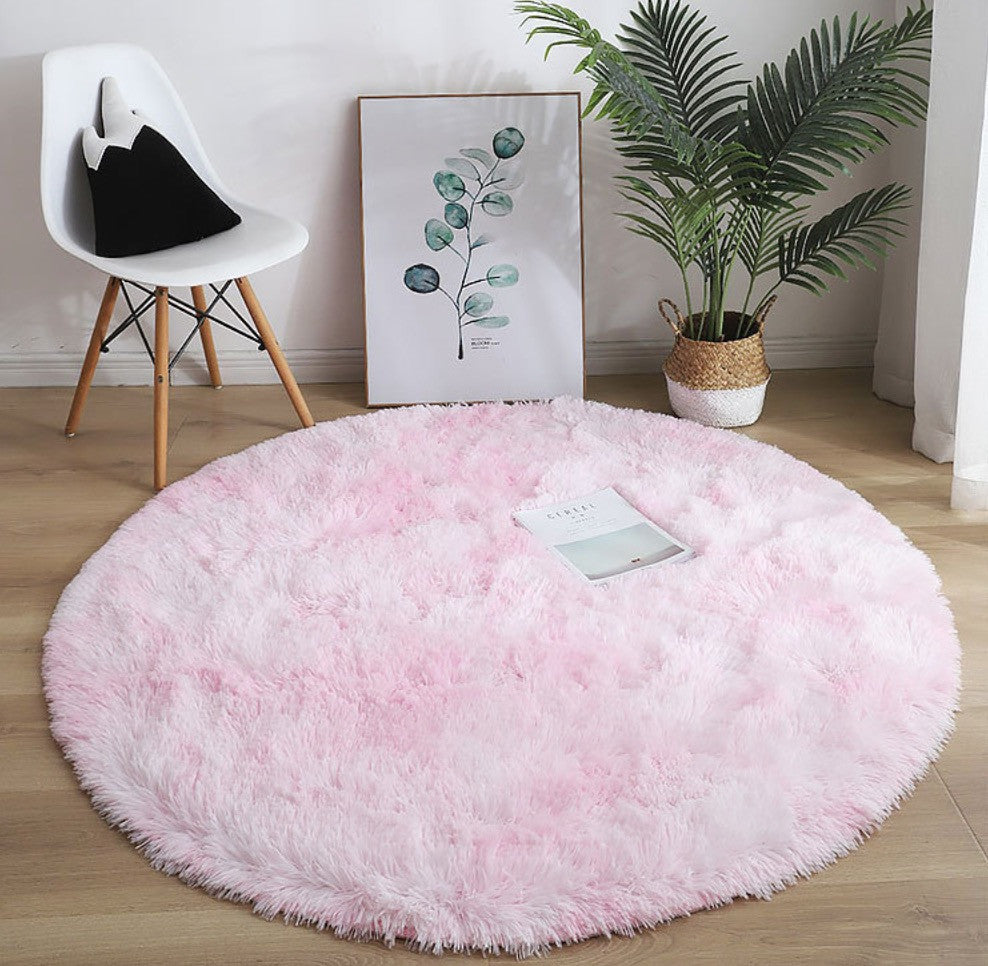 Tappeto peloso tondo multicolor