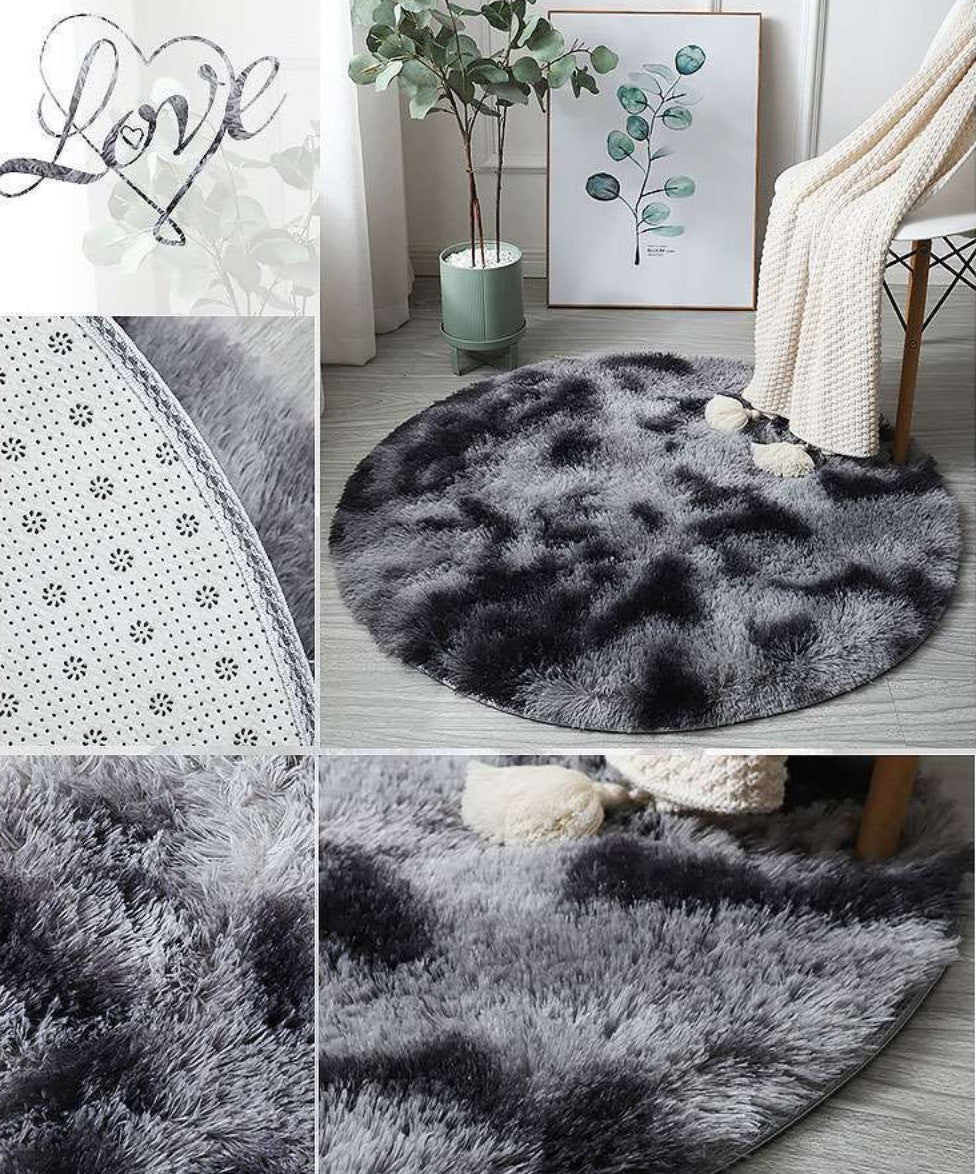 Tappeto peloso tondo multicolor