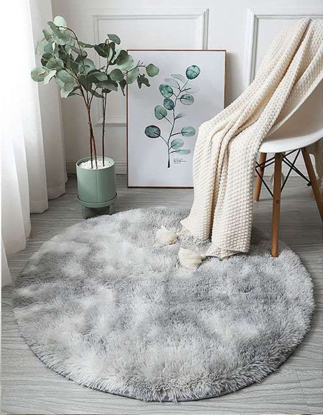 Tappeto peloso tondo multicolor