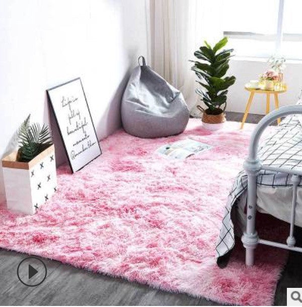 Tappeto peloso rettangolare multicolor