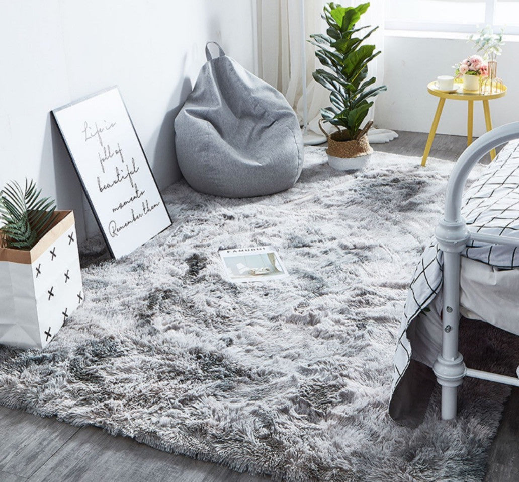 Tappeto peloso rettangolare multicolor