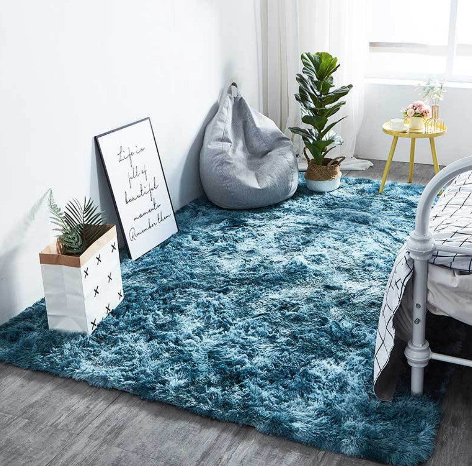 Tappeto peloso rettangolare multicolor