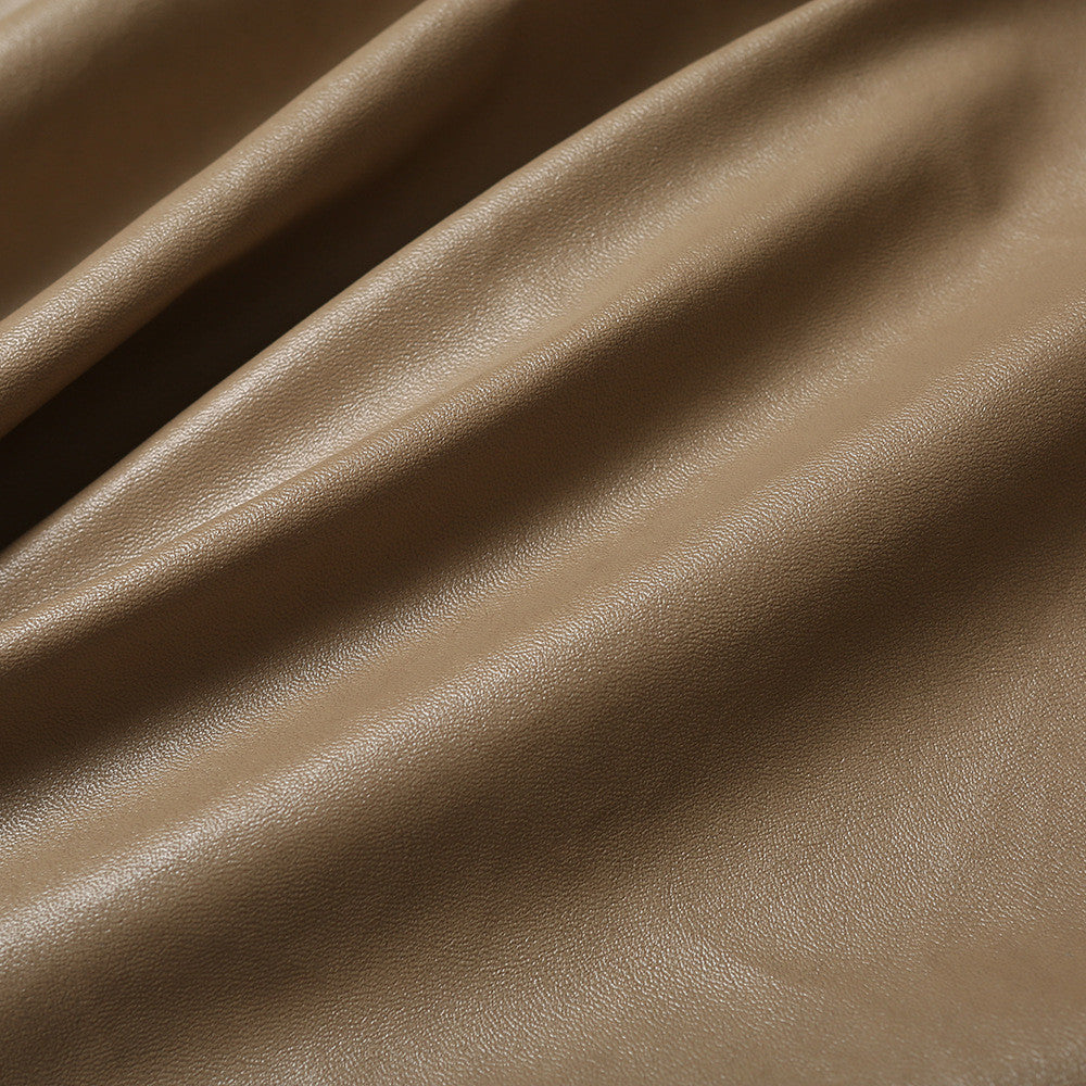 Trench-camicione ecopelle camel