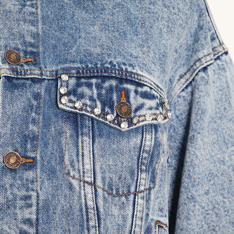 Giubbino denim strass heart