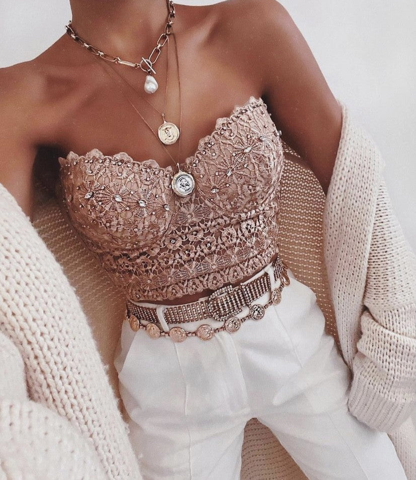 Top pizzo e strass Figi