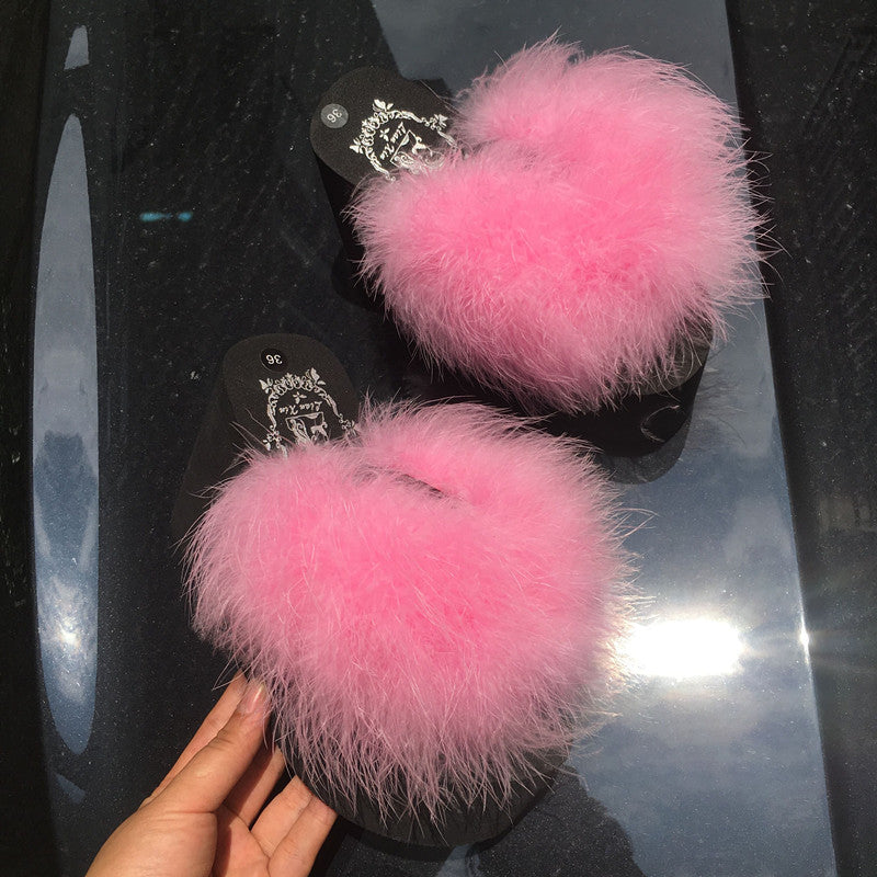 Ciabatte platform piume