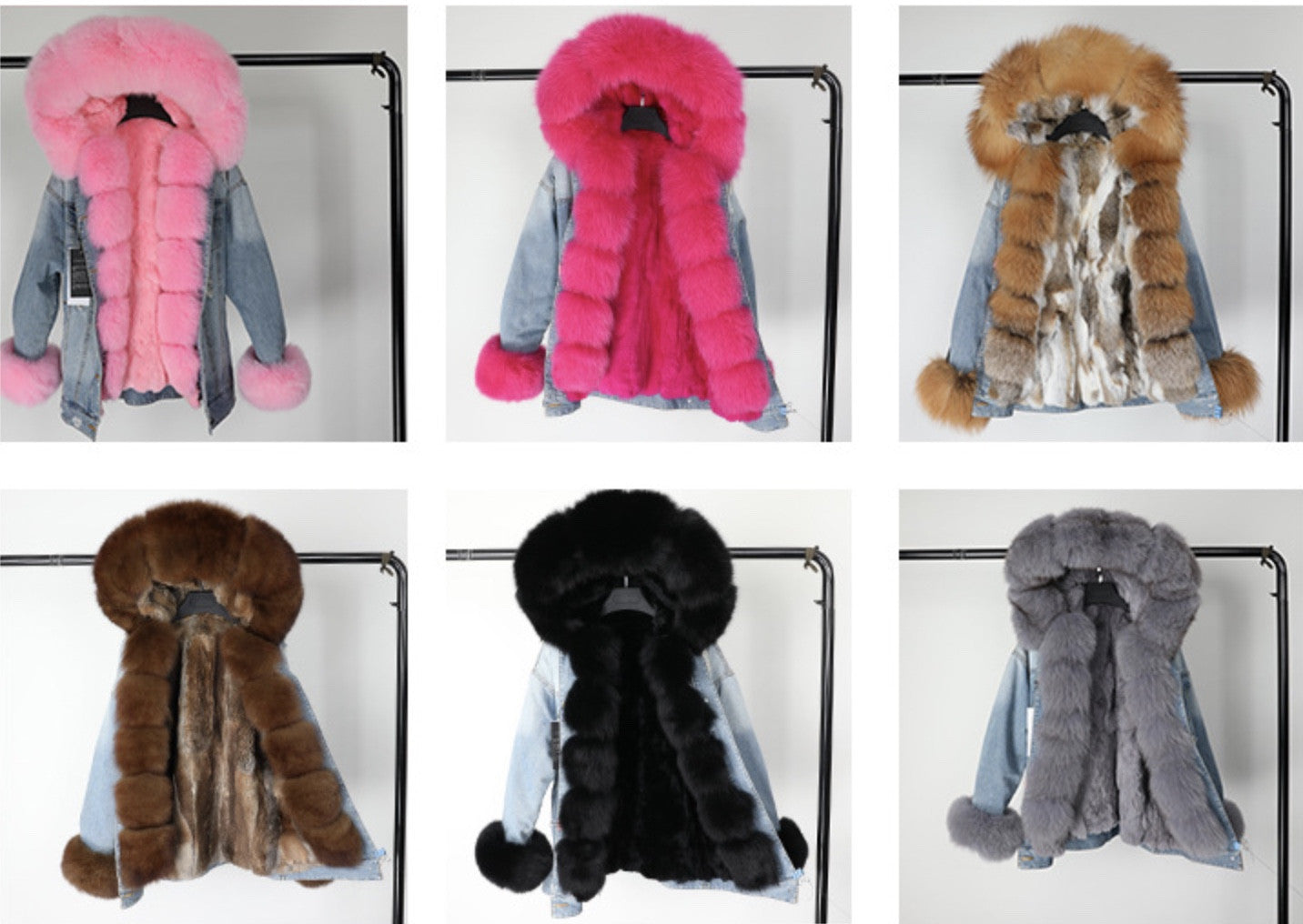 Parka denim superimbottito volpe-lapin