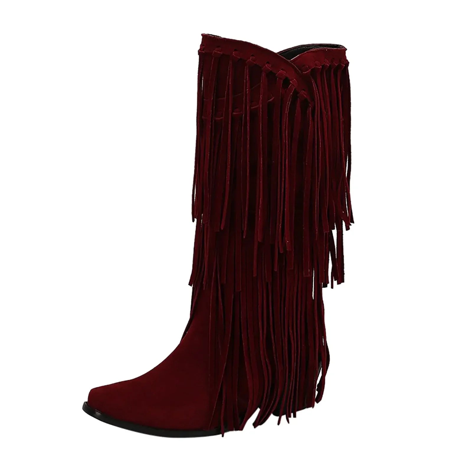 Stivali Texani Dakar con frange — Rosso | Dream Shop