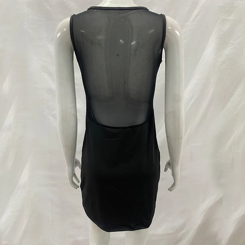 Jessica Dress Tubino inserti rete Nero dettaglio | Dream Shop