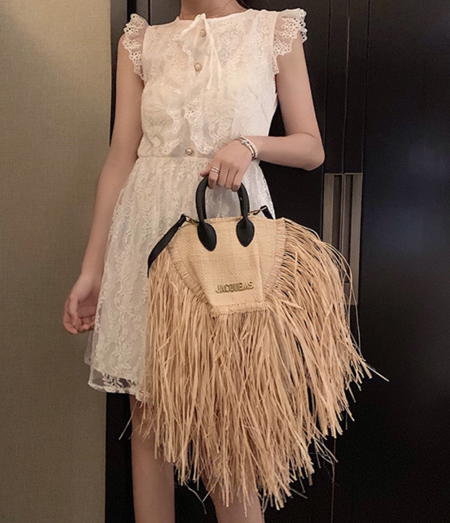 Borsa paglia frange Coco's