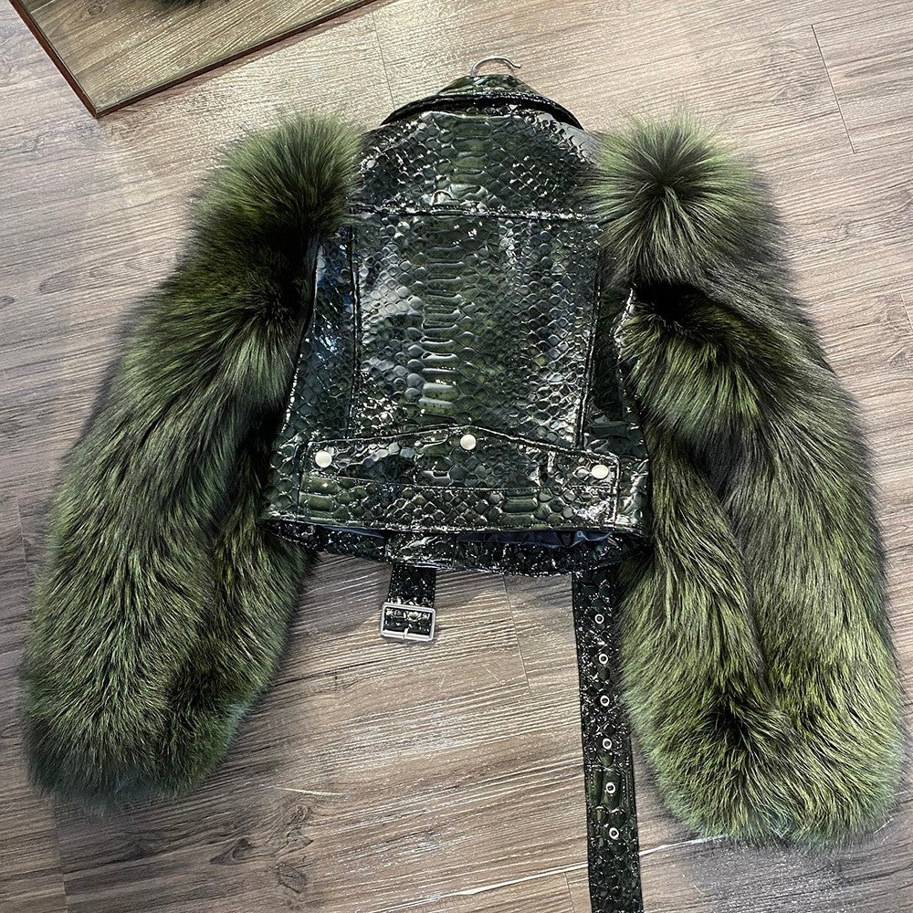 Chiodo pelle-pelliccia Ekla