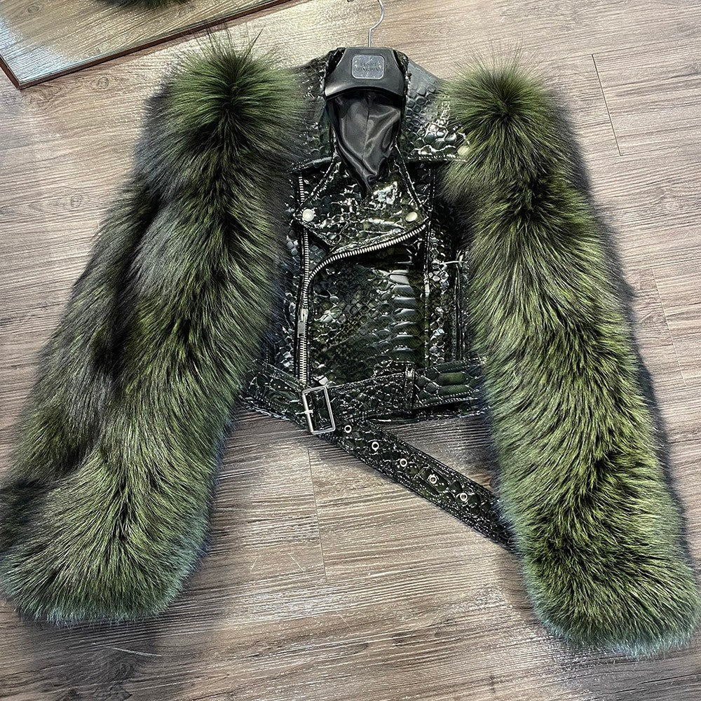 Chiodo pelle-pelliccia Ekla