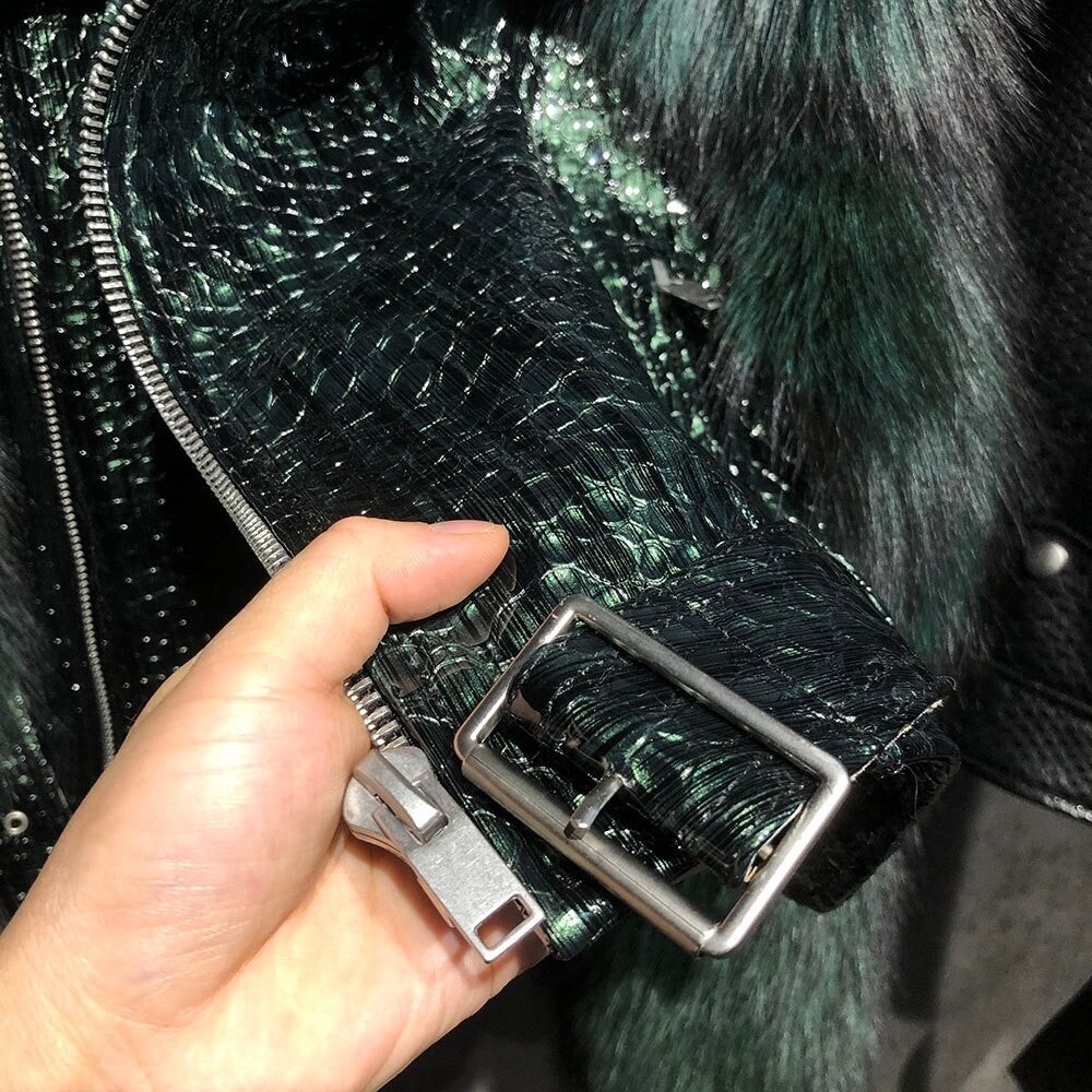 Chiodo pelle-pelliccia Ekla