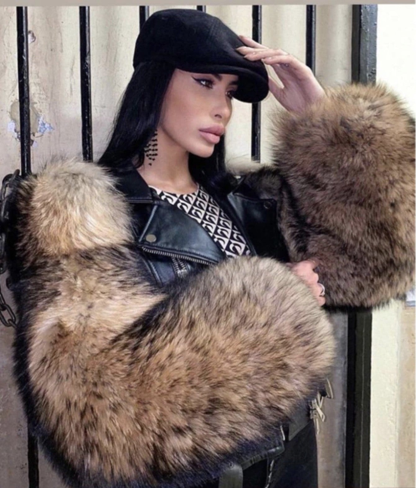 Chiodo pelle-pelliccia Ekla