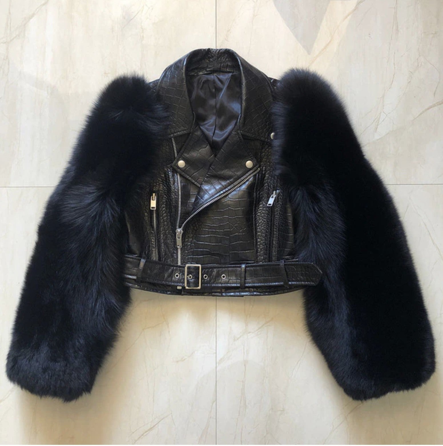 Chiodo pelle-pelliccia Ekla