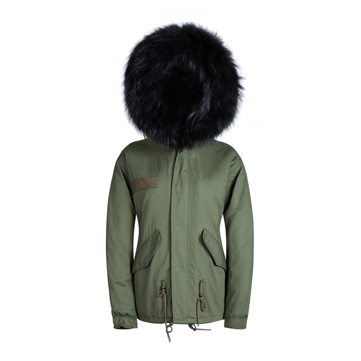 Parka corto nero cappuccio pelo morbido - Dream Shop