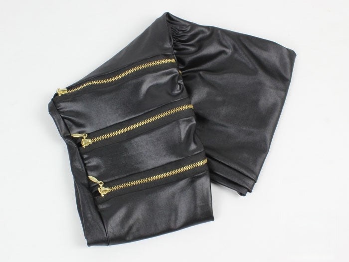 Pantaloni Zip Ecopelle look grintoso da giorno — Dream Shop
