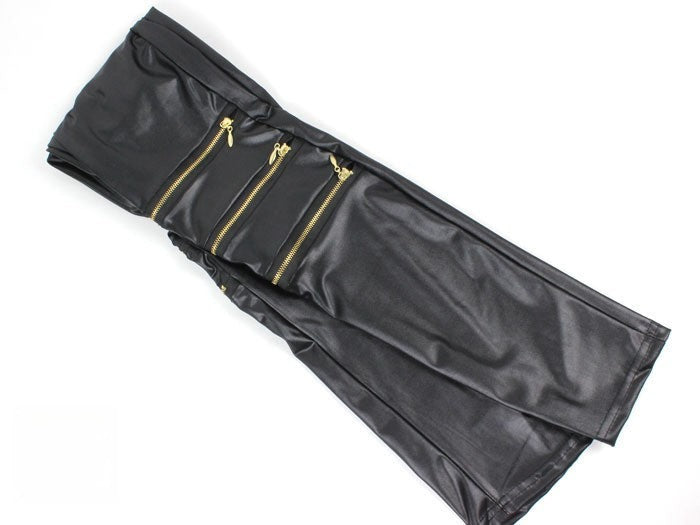 Pantaloni Zip Ecopelle vista completa look contemporaneo — Dream Shop