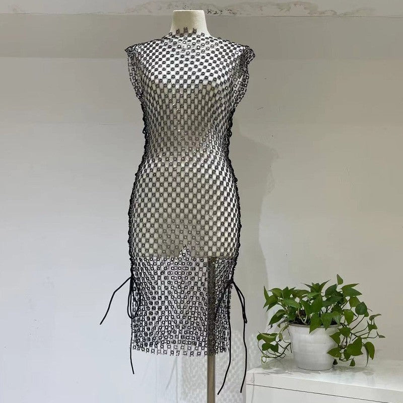 Maxidress rete strass Roundly