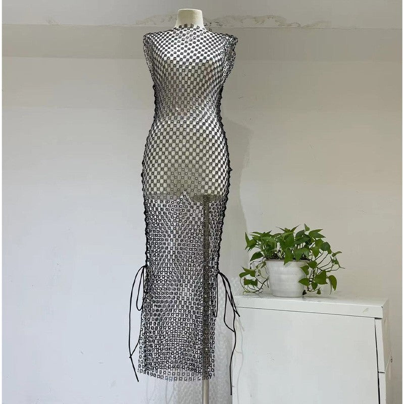 Maxidress rete strass Roundly