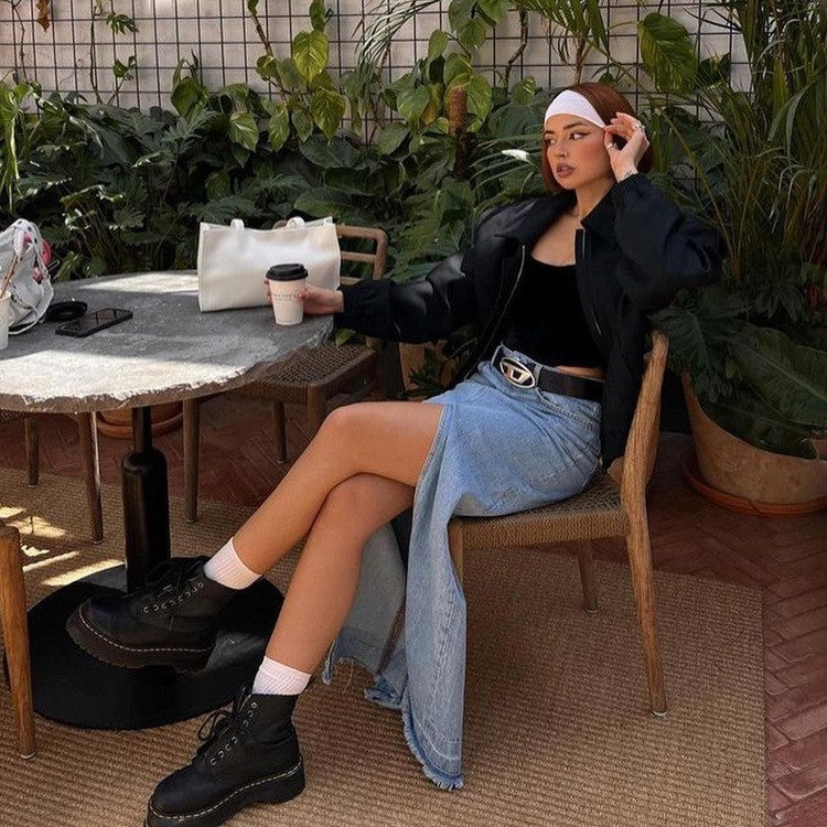 Maxigonna denim spacco Jou