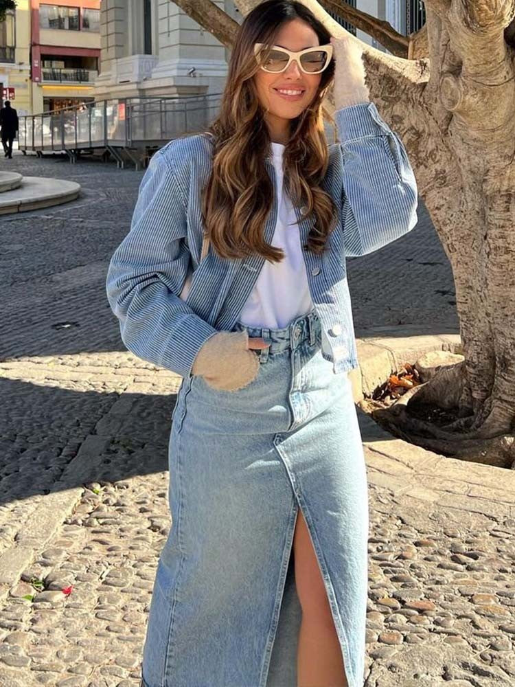 Maxigonna denim spacco Jou