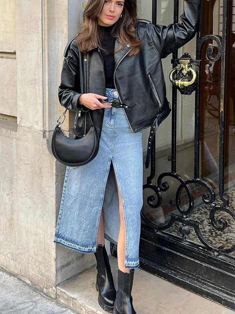 Maxigonna denim spacco Jou