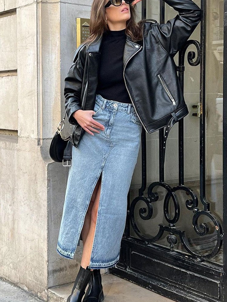 Maxigonna denim spacco Jou