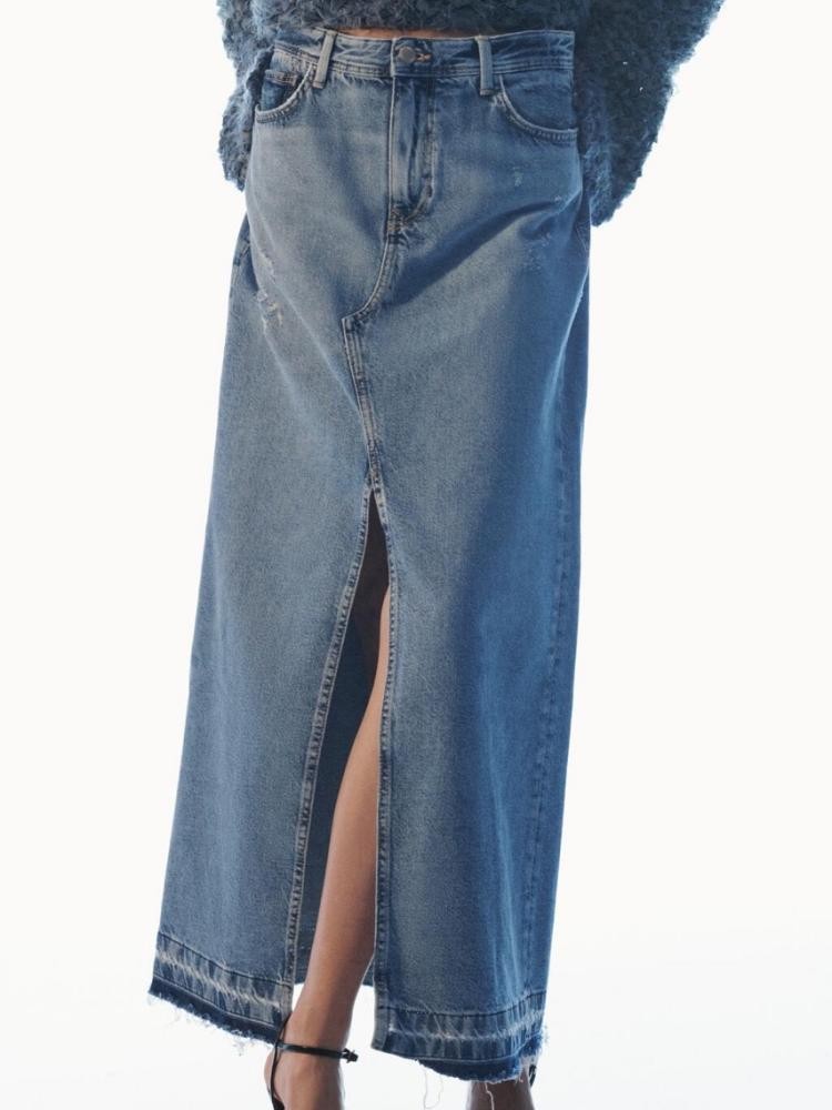 Maxigonna denim spacco Jou