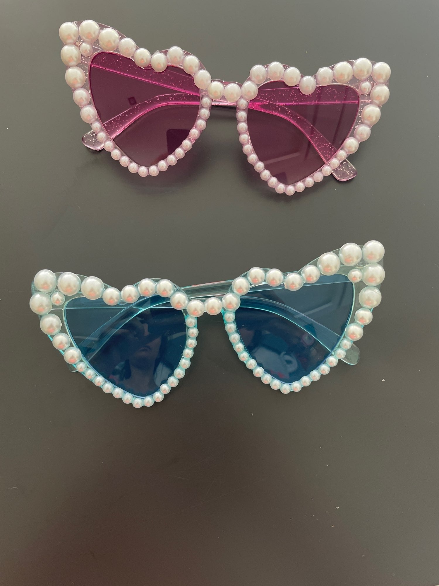 Occhiali a cuore perle