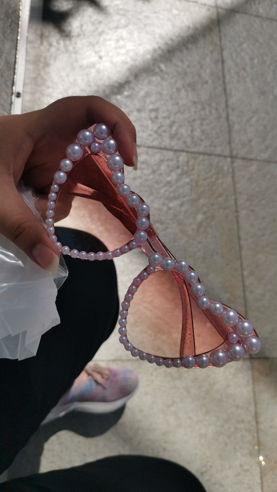 Occhiali a cuore perle