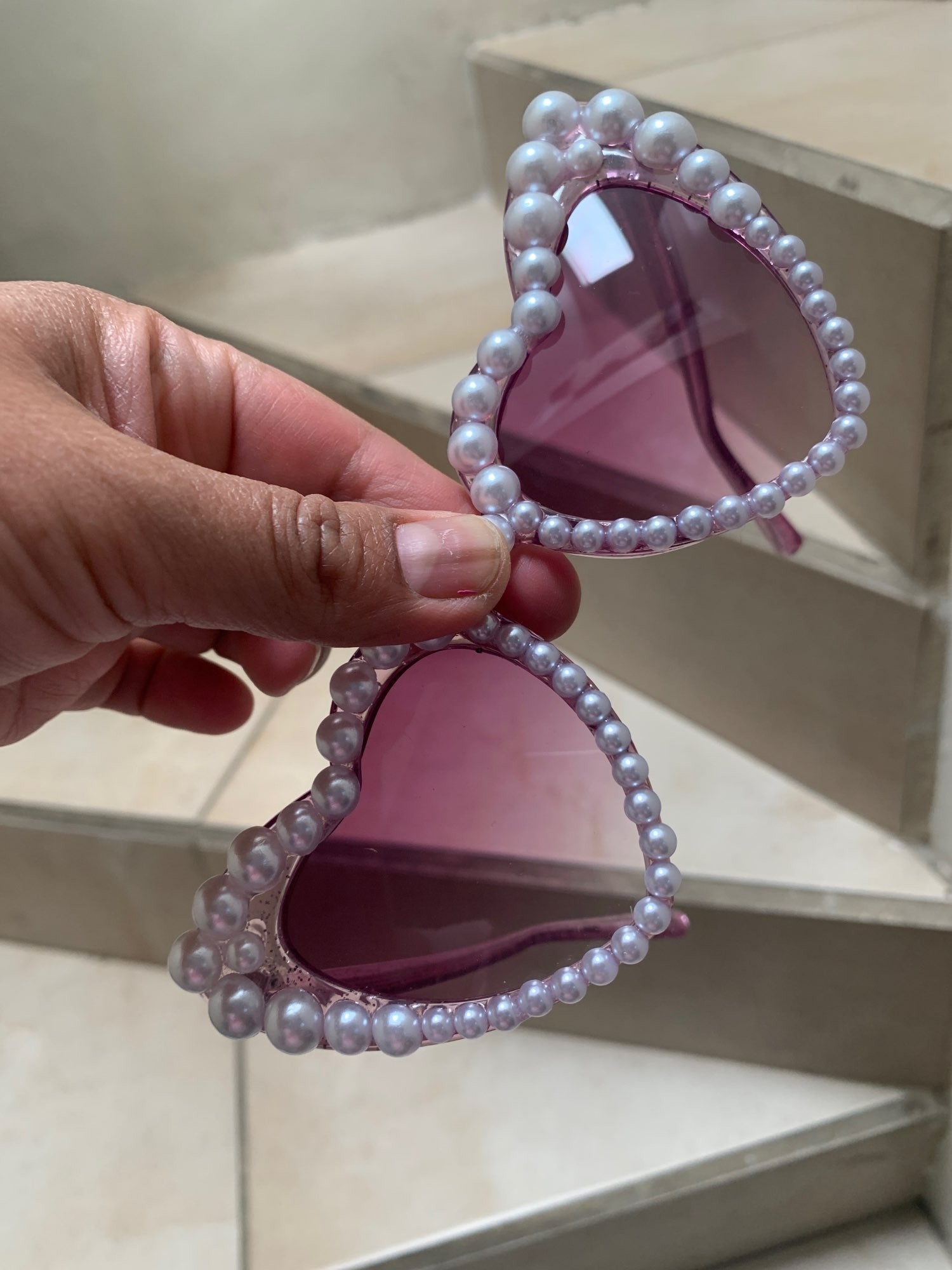 Occhiali a cuore perle