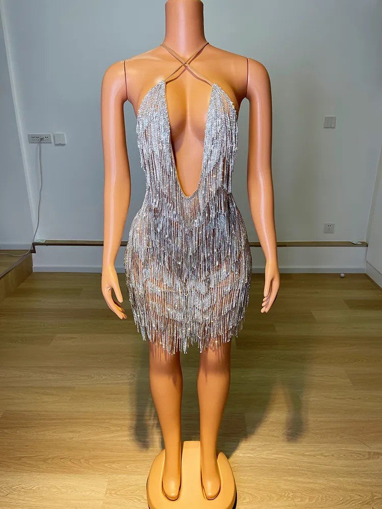 Abito frange strass Dhesdemona