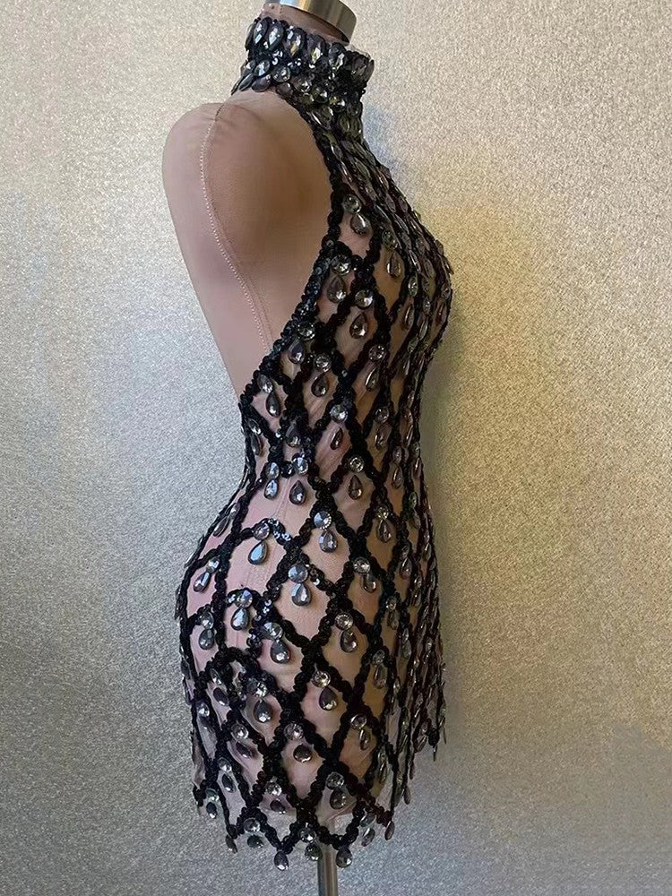 Nude diamond luxury dress