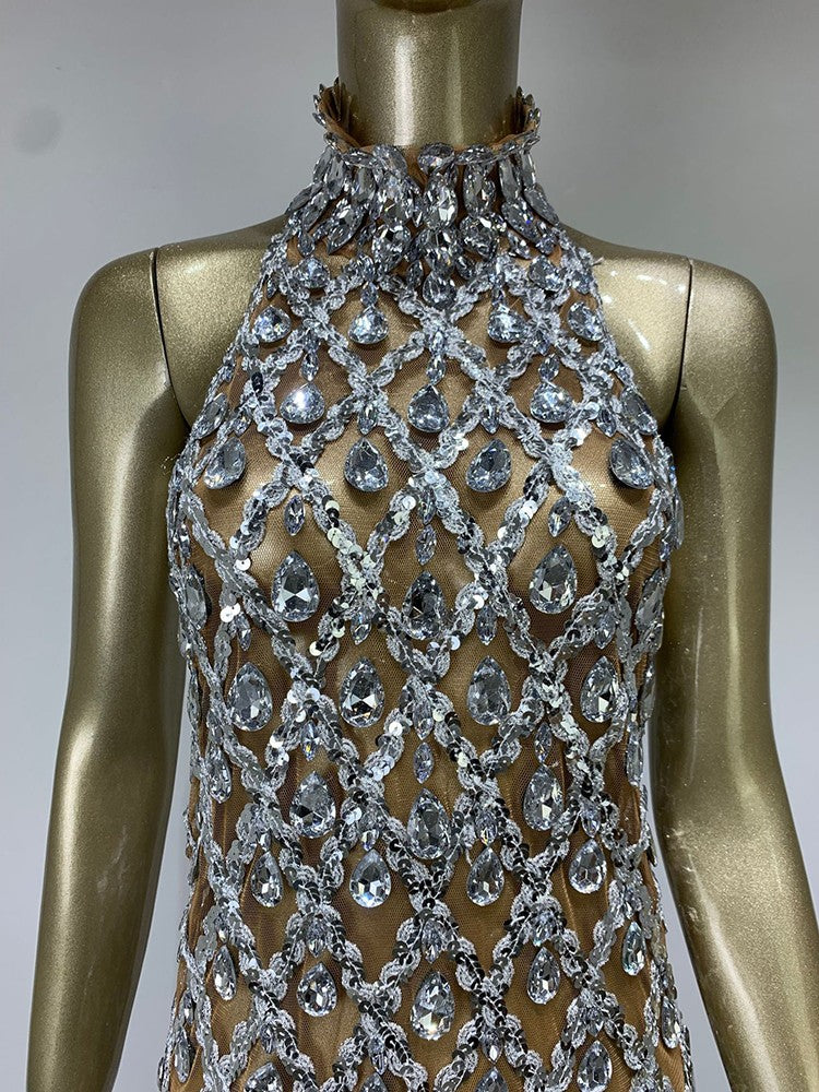Nude diamond luxury dress