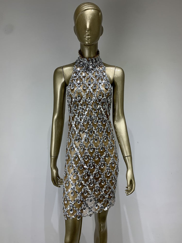 Nude diamond luxury dress