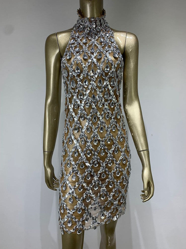 Nude diamond luxury dress