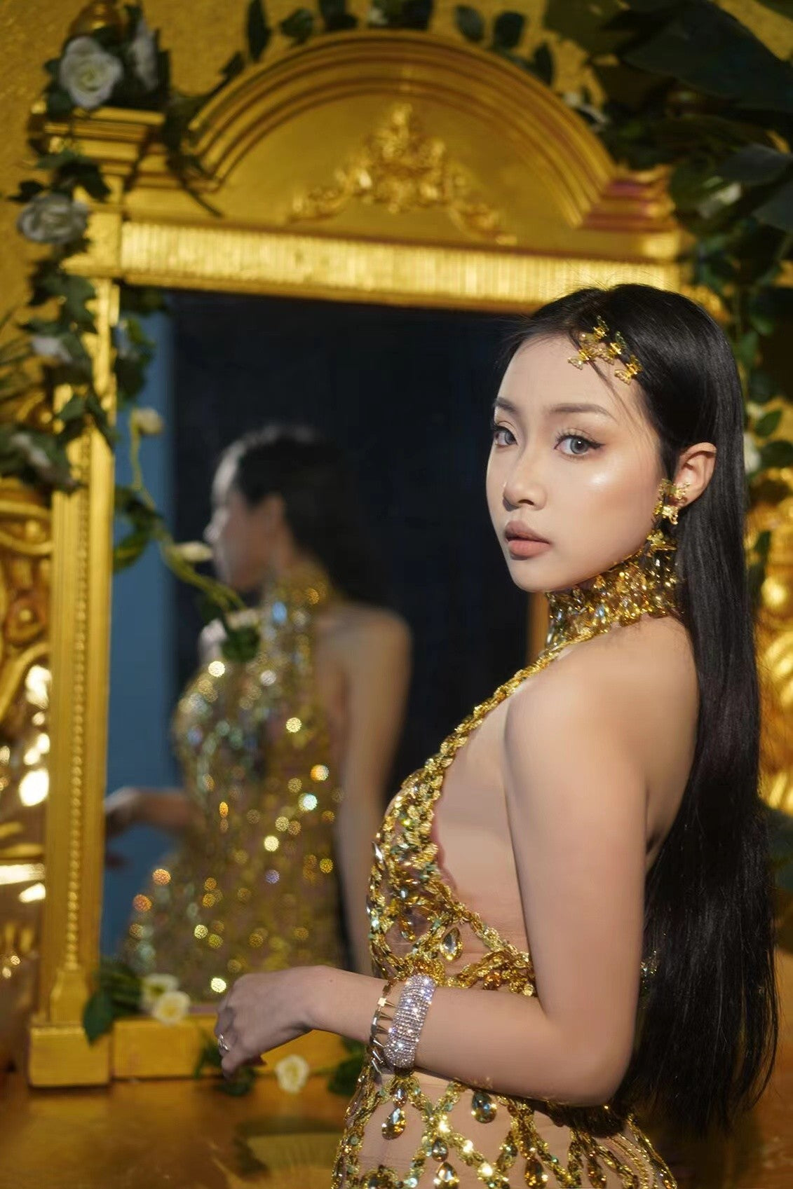 Nude diamond luxury dress