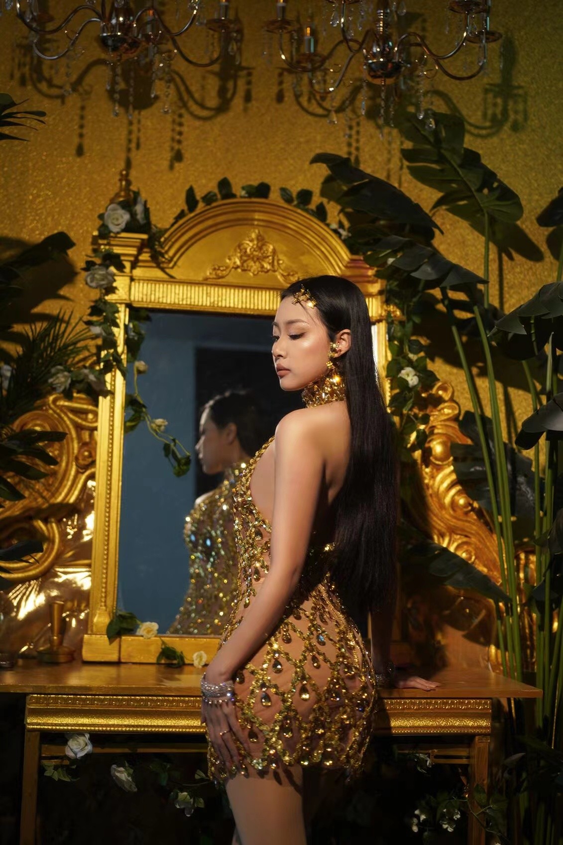 Nude diamond luxury dress