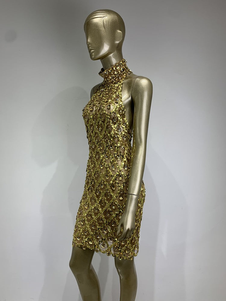 Nude diamond luxury dress