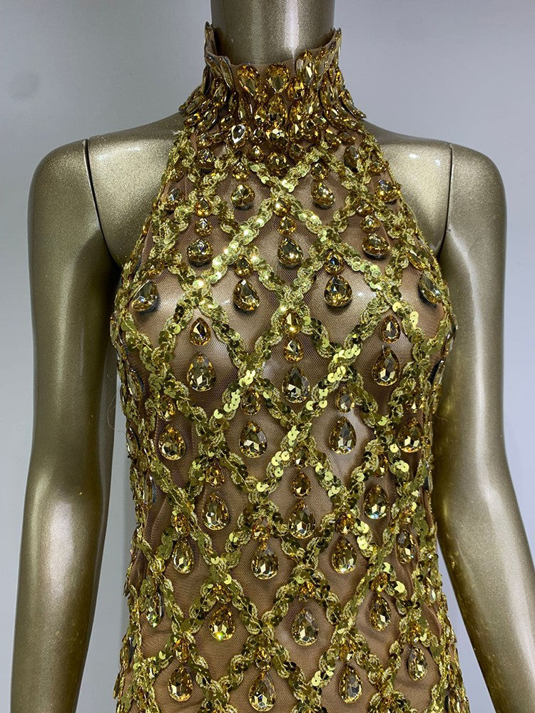 Nude diamond luxury dress