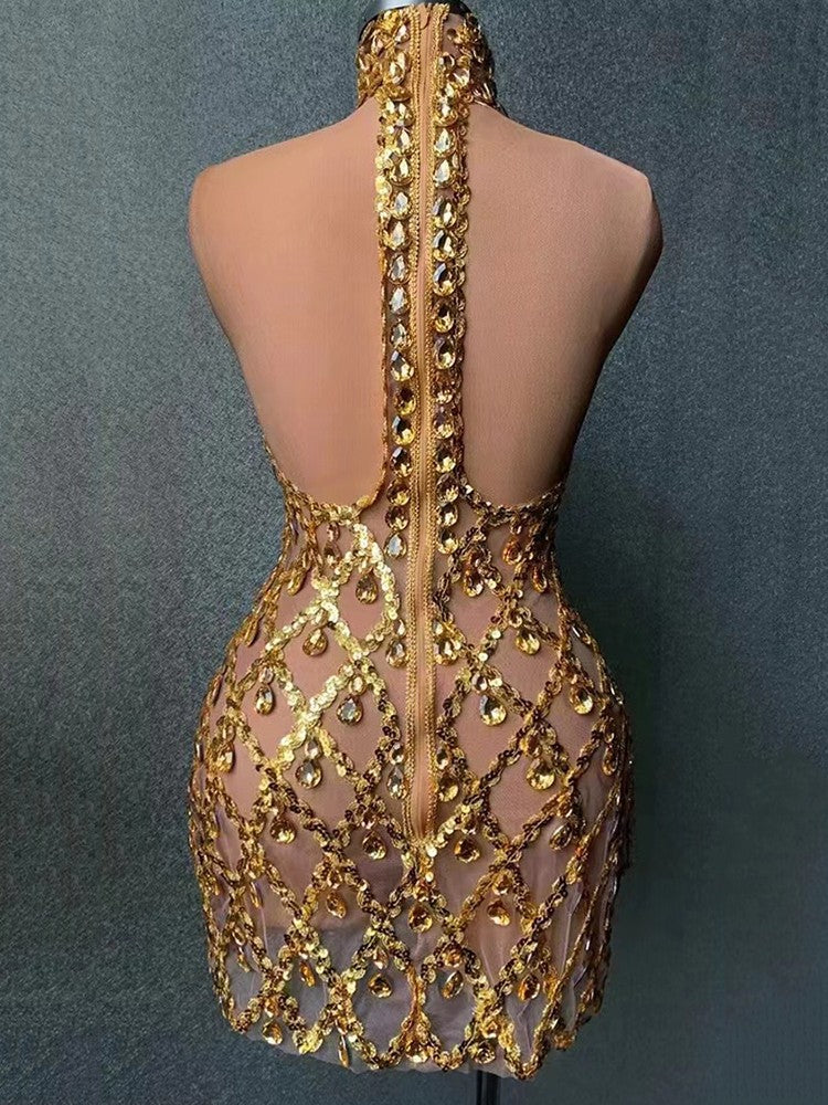 Nude diamond luxury dress