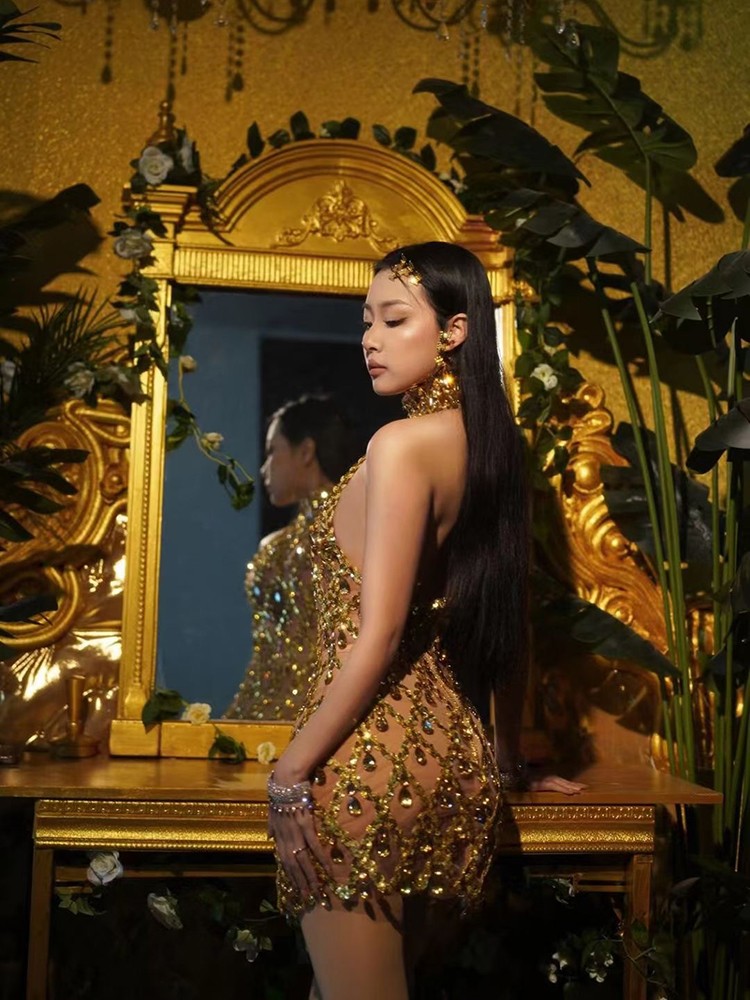 Nude diamond luxury dress