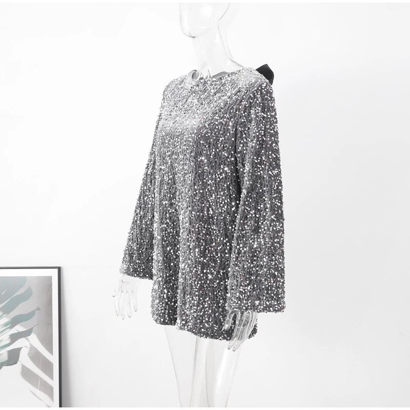 Holiday bow sequindress