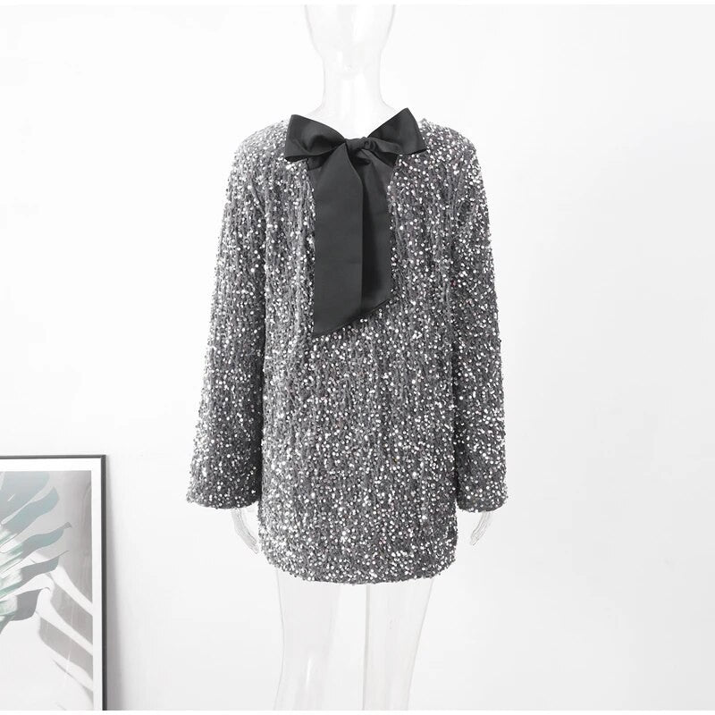 Holiday bow sequindress