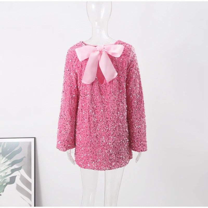 Holiday bow sequindress