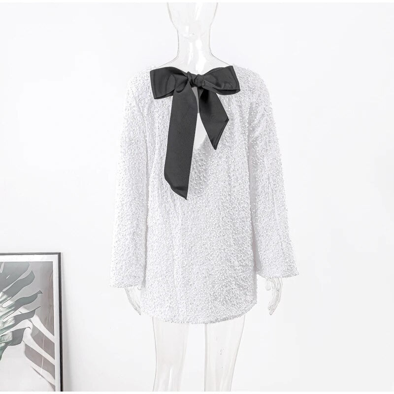 Holiday bow sequindress